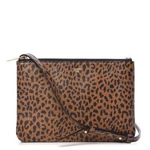 CELINE Trio Bag in Leopard Print Goatskin Leather Brown/Black